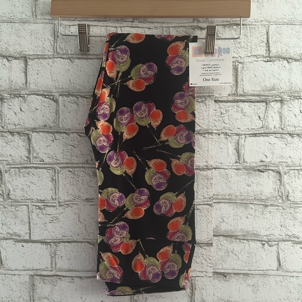 NEW!! Party Balloons LulaRoe OS leggings Black Background OneSize Soft Stretchy